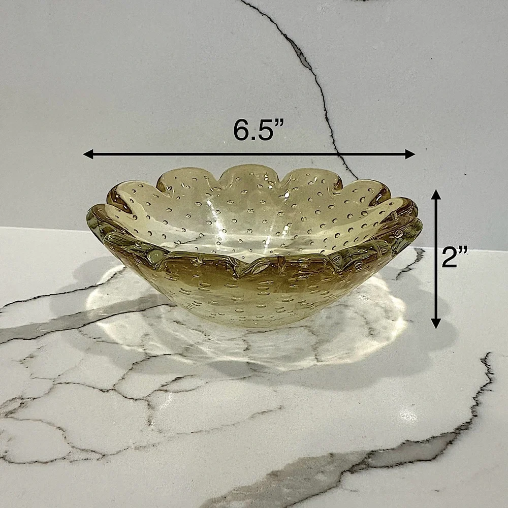 Translucent Yellow Flower Hand Blown Glass Bowl - Picture 5 of 5